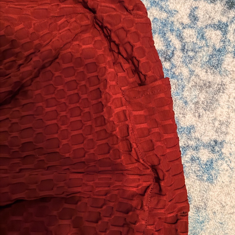 Red Textured Pants - Picture 4 of 4